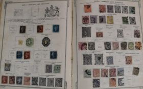 The International Postage Stamp album containing an early GB and world stamps collection from 1840