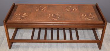 Retro / mid century modern tile inset coffee table with rack under, W116 x D50 x H43cm