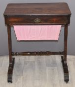 19thC rosewood work table, W61 x D39 x H71cm