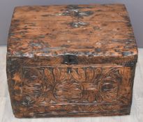 Wooden box with carved decoration, W51cm