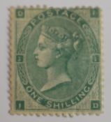 1862-64 QV SP 1s. small uncoloured corner letters fresh M/M with gum