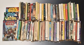 Eighty-one Star Wars, Dr Who and Battlestar Galactica paperback books.