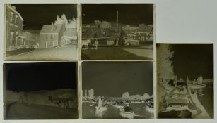 Early 20thC glass plate negatives to include coastal scenes, cottages, portraits of dogs and