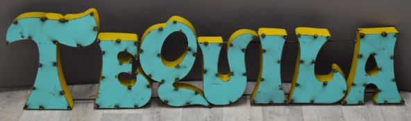 Novelty steel Tequila bar sign, width 125cm