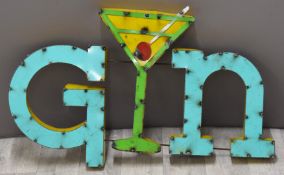 Novelty steel Gin bar sign, width 79cm