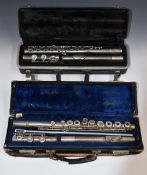 Two flutes comprising Bach 1001 and a K G Gemeinhardt impressed M3 300928, both with cases