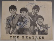 Beatles Fan Club postcard signed John Lennon, Paul McCartney, George Harrison and Ringo Starr, in