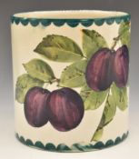 Wemyss pottery jar or pot, decorated with plums, marked to underside Wemyss and T.Goode & Co. height