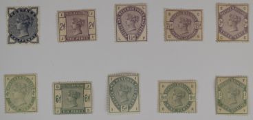 1883 QV SP complete lilac and green set of ten, M/M with gum SG187-196. A superb and very scarce