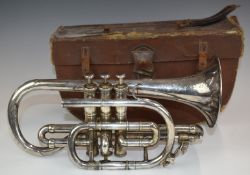 Late 19th / early 20thC cornet by E Berson, 198 Euston Rd, London, in original case