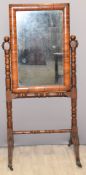 Victorian mahogany cheval or similar mirror on turned supports, H155cm
