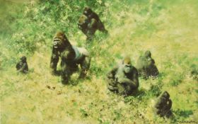 David Shepherd (1931-2017) signed limited edition 28/350 print 'Lowland Gorillas', 40 x 58cm