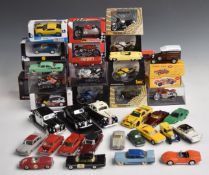 Forty-four Corgi, Dinky, IXO Models, Matchbox and similar diecast model cars and motorbikes, some in