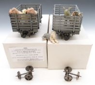 Pair of Accucraft 32mm gauge 16mm scale Welshpool Llanfair open sheep wagons, in original boxes with
