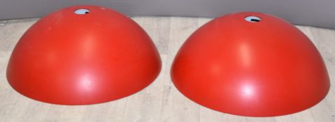 Pair of modern dome shaped red pendant light shades
