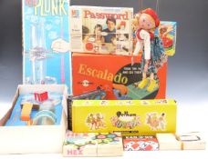 Seven vintage games including Kerplunk, Escalado, Password etc together with a Pelham puppet Gretel,
