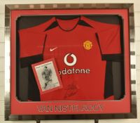 Ruud Van Nistelrooy signed Manchester United football shirt and photograph montage, framed and
