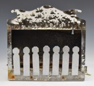 Vintage fairground shooting gallery with pivoted fingers and reset bar, width 38cm