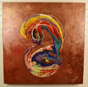 Ed 'Swarez' (Stroud British contemporary), modern abstract enamel on canvas 'Hidden Ambitions',