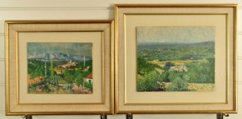 Fulton Mackay (1922-1987) two oil on board landscapes, one titled verso Provencal landscape,