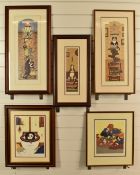 Five Linda Jane Smith signed limited edition novelty cat prints comprising 'Down The Pan' artist's