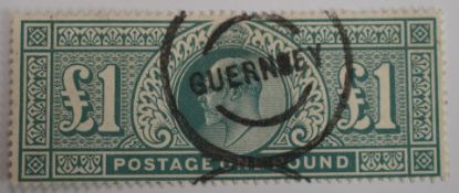 1902 KEVII £1 used with central Guernsey postmark.