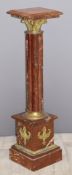 Marble and brass pedestal or jardinière stand, H104cm