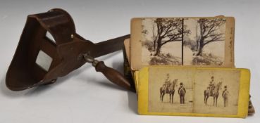 Victorian or early 20thC stereoscopic viewer together with approximately 60 cards including