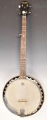 Ozark five string banjo with fitted pick-up, overall length 95cm