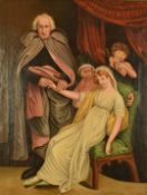 I Miller oil on canvas portrait group, with Cupid or similar behind, signed lower left 66 x 50cm, in