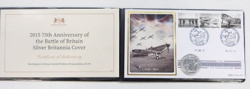 2015 75th Anniversary of the Battle of Britain silver Britannia cover, in Harrington & Byrne