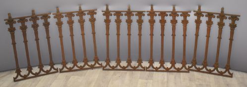 Five Victorian cast iron railing panels, possibly by Coalbrookdale or similar, each 62 x 41cm