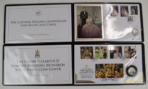 Two Benham QEII silver coin covers in presentation folders with certificates of authenticity.