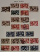 1913-18 KGV Seahorses on album page M/M and used to £1 green.