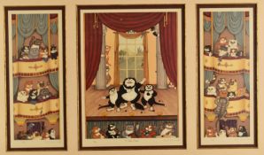 Linda Jane Smith signed limited edition 47/850 triptych novelty cat print 'O' Sole Meow', centre