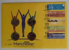 2002 Manchester Commonwealth Games coin/stamp cover featuring £2 coins x4