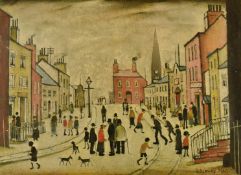Laurence Stephen Lowry (1887-1976) signed print 'A Lancashire Village' a Gamymed reproduction, 49