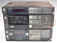 Technics small tower system comprising FM/MW/LW S- 8L amplifier SU-6 amplifier and stereo cassette
