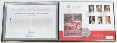 2014 QEII limited edition 99 of 250 'Trooping the Colour' 1oz silver coin cover, in Westminster