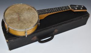 Banjo ukulele c1920s, overall length 56cm, in case