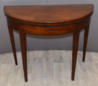 19thC mahogany fold over card table, W92 x D46 x H72cm