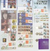 Twenty-three Royalty themed coin/ stamp covers, mostly with £5 coins and a 2006 80th birthday