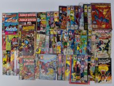 Seventy Marvel and DC comics including Spider-Man, Judge Dredd, Spider-Man and Angel Iceman,
