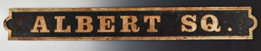 Victorian cast iron 'Albert Sq' street sign, of EastEnders interest, length 109cm