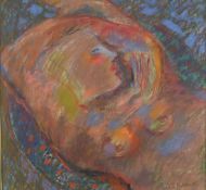Camilla Nock (b1944) pastel portrait of a nude lady, signed lower right, 44 x 47cm, in similarly