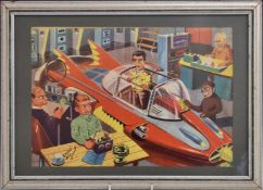 Gerry Anderson Supercar 1961 A P Films Ltd and ATV Ltd poster/ print, 25 x 36cm, framed and glazed.
