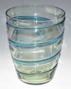 Barnaby Powell for Whitefriars Art Deco blue glass vase, height 22.5cm