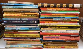 Over 50 Superhero related annuals and books including Superman, Spider-Man, Captain Marvel, The