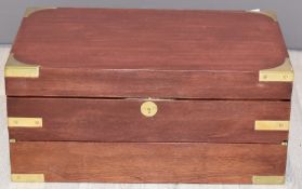 Brass bound mahogany writing slope, W43cm