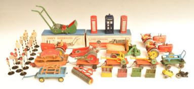 Forty-two Dinky Toys and Dinky Supertoys diecast model agricultural vehicles and accessories